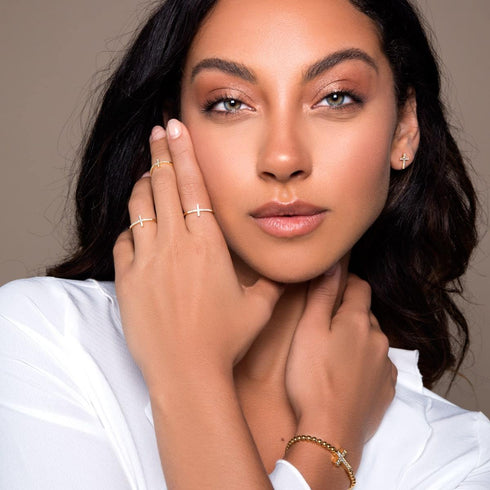 béni | Or Vermeil | Bague croix en diamant CZ